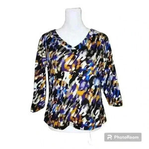 Anne Klein sport women's purple geometric blouse size petite medium